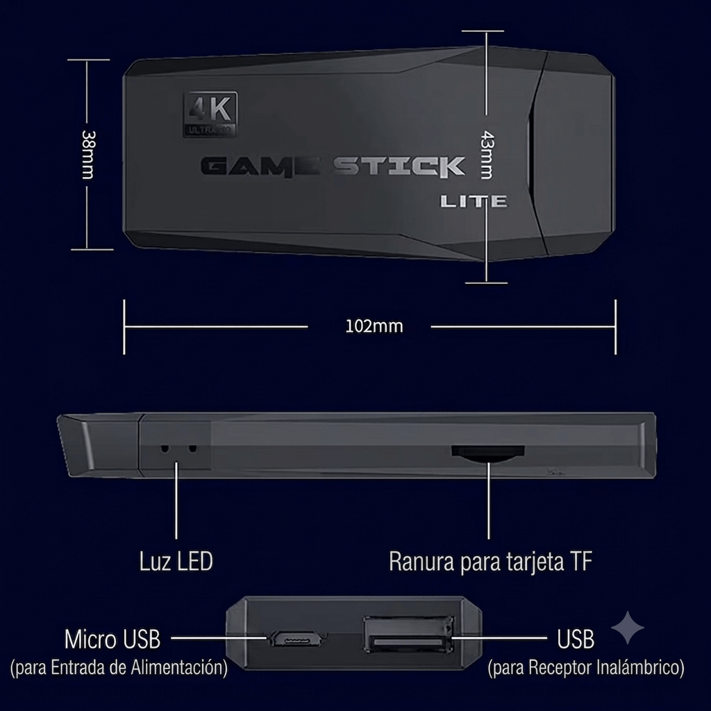 Consola de Videojuegos Retro 64GB +10.000 Juegos + 2 Controles Inalámbricos