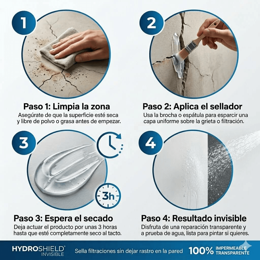 HydroShield Invisible - Sella filtraciones sin dejar rastro en la pared